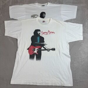 90s Vintage Lot Of 2‎ Gary Morris Music Shirt Mens L & XL White Preowned Stain
